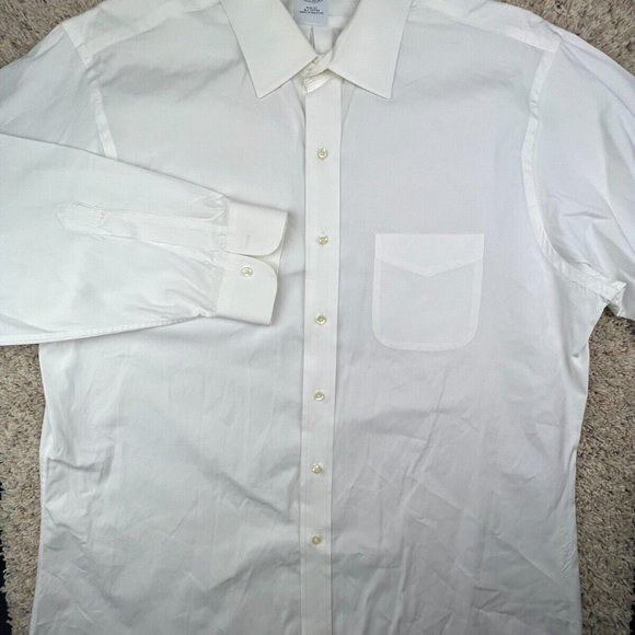 Brooks Brothers Mens Long Sleeve Button Up Shirt White Slim Fit 17.5 33 Spread - Picture 2 of 15